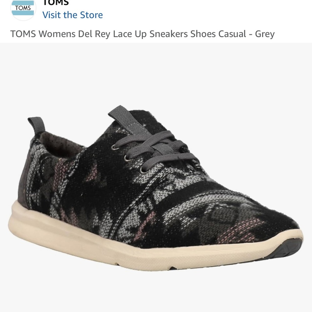 TOMS Women's Del Rey Lace Up Sneakers - Black and Gray